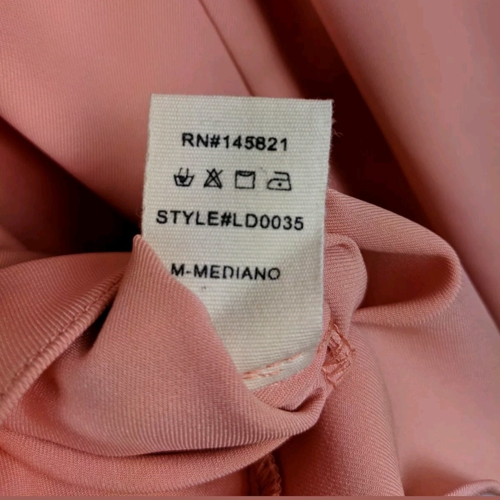 Listicle Light Pink Peach Dress Flowy Tie Straps - Picture 7 of 7